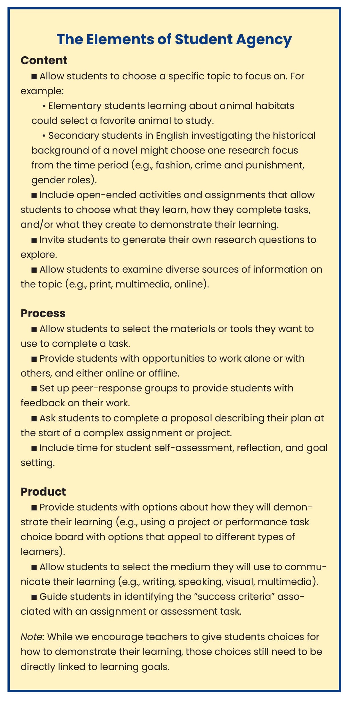 The Elements of Student Agency